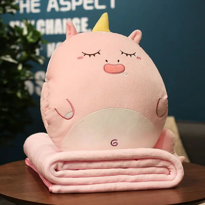 Cartoon Animal Pillow Blanket 3 In1 Stuffed Hand Warmer Bag Cute Cushion Blanket Home Car Travel pillow for children Girl Gift