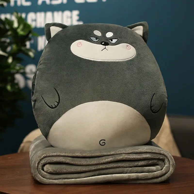 Cartoon Animal Pillow Blanket 3 In1 Stuffed Hand Warmer Bag Cute Cushion Blanket Home Car Travel pillow for children Girl Gift