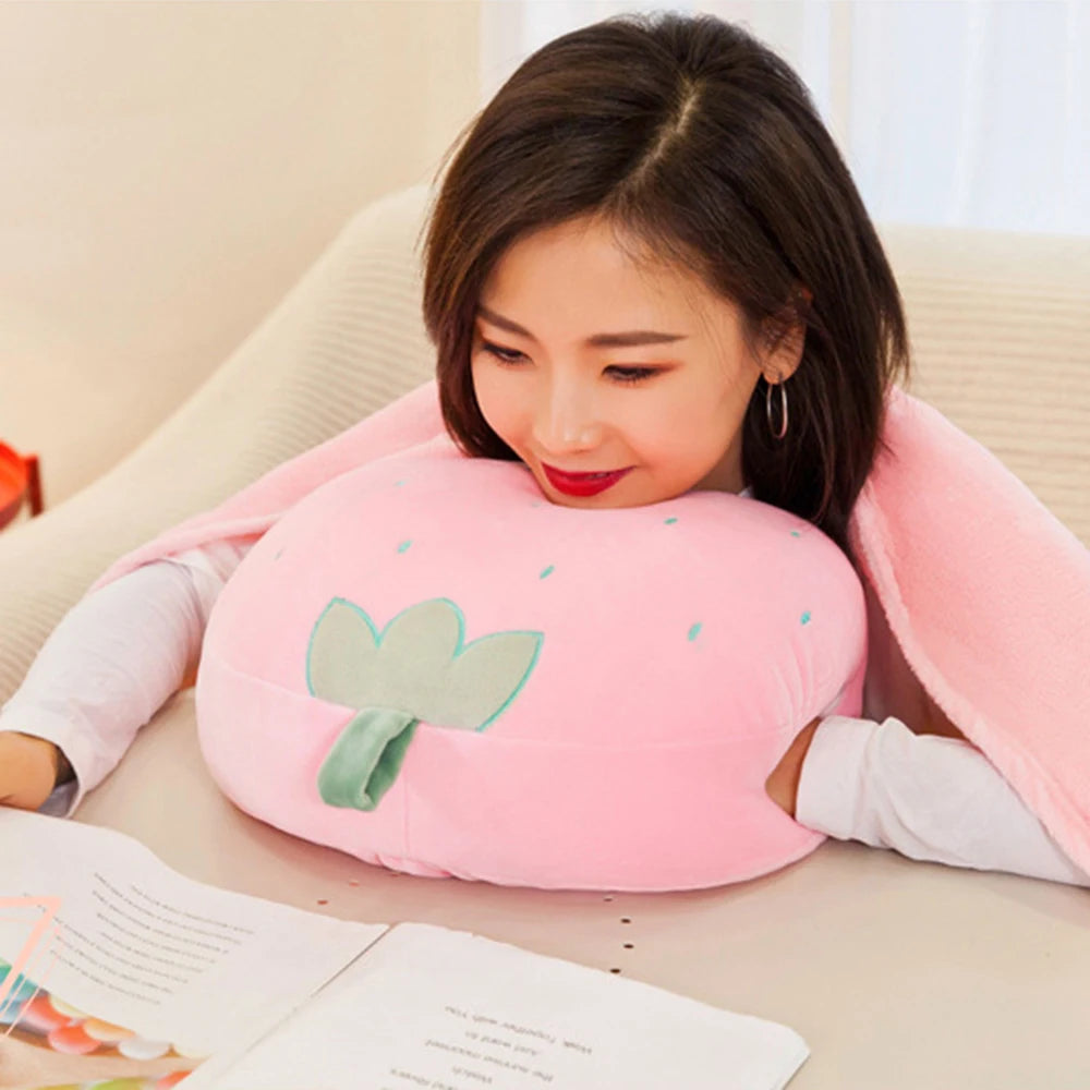 Cartoon Animal Pillow Blanket 3 In1 Stuffed Hand Warmer Bag Cute Cushion Blanket Home Car Travel pillow for children Girl Gift
