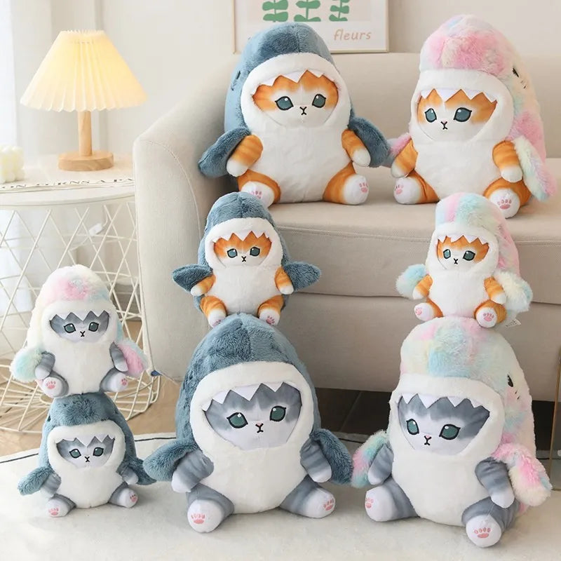 Creative Cartoon Shark Cat Plush Soft Stuffed Animal Doll For Baby Cute Peluche Kids Birthday Christmas Gift