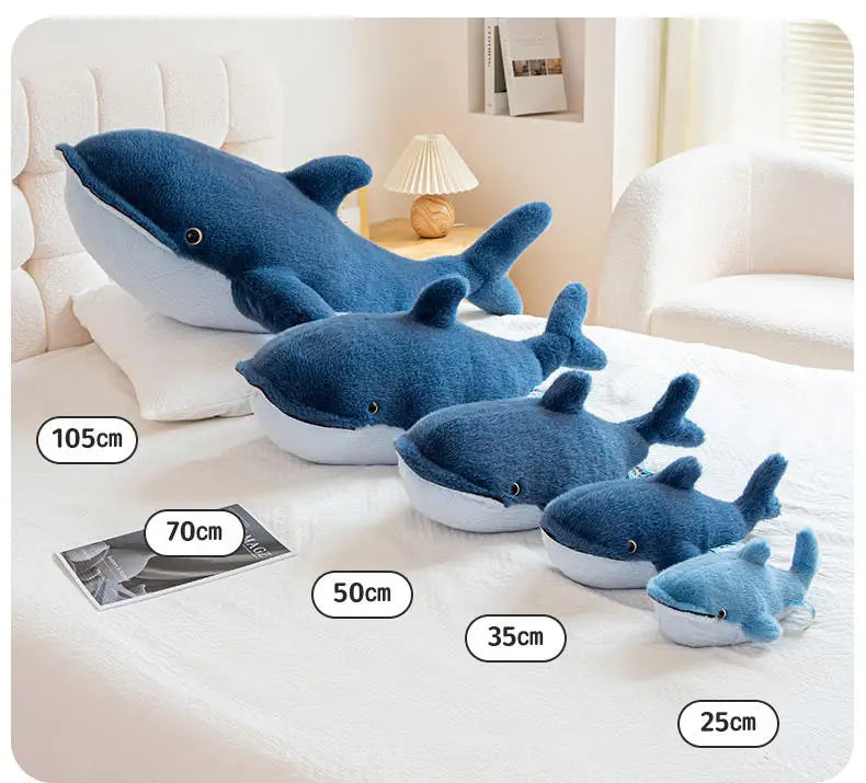 25-105cm Giant Shark Plush Toys Soft Stuffed Baleen Whales Kawaii Ocean Animals Doll Plushies Pillow for Kids Girls Gifts Decor