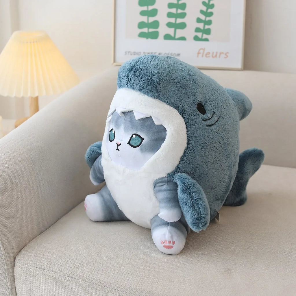 Creative Cartoon Shark Cat Plush Soft Stuffed Animal Doll For Baby Cute Peluche Kids Birthday Christmas Gift