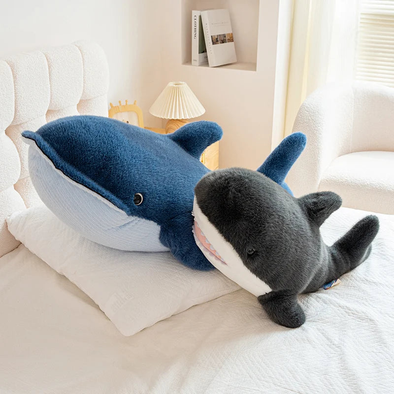 25-105cm Giant Shark Plush Toys Soft Stuffed Baleen Whales Kawaii Ocean Animals Doll Plushies Pillow for Kids Girls Gifts Decor