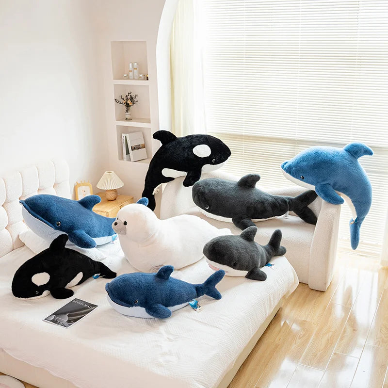 25-105cm Giant Shark Plush Toys Soft Stuffed Baleen Whales Kawaii Ocean Animals Doll Plushies Pillow for Kids Girls Gifts Decor