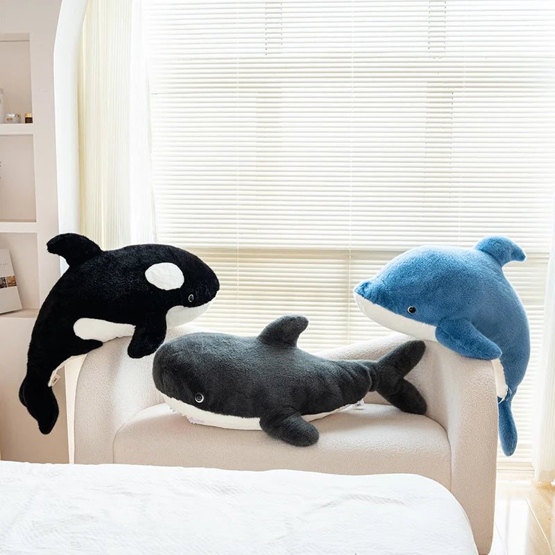 25-105cm Giant Shark Plush Toys Soft Stuffed Baleen Whales Kawaii Ocean Animals Doll Plushies Pillow for Kids Girls Gifts Decor