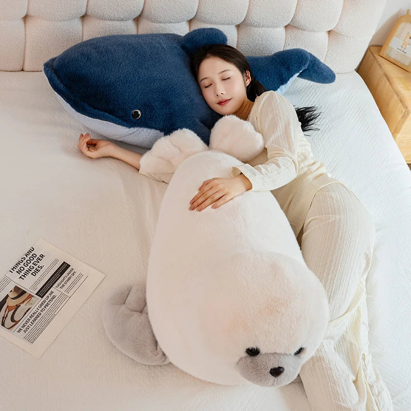25-105cm Giant Shark Plush Toys Soft Stuffed Baleen Whales Kawaii Ocean Animals Doll Plushies Pillow for Kids Girls Gifts Decor