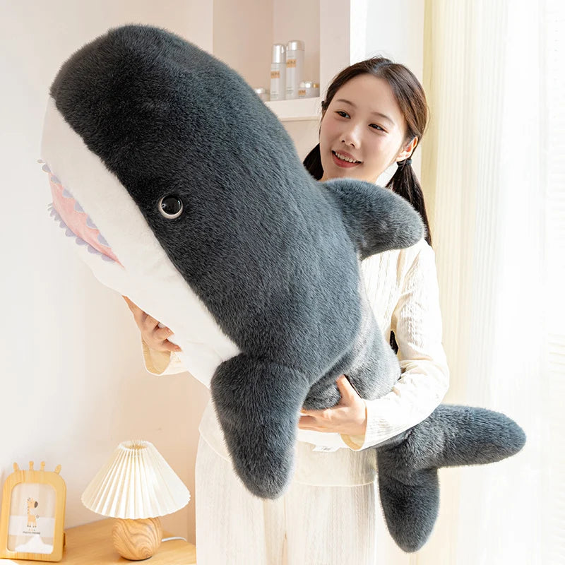 25-105cm Giant Shark Plush Toys Soft Stuffed Baleen Whales Kawaii Ocean Animals Doll Plushies Pillow for Kids Girls Gifts Decor