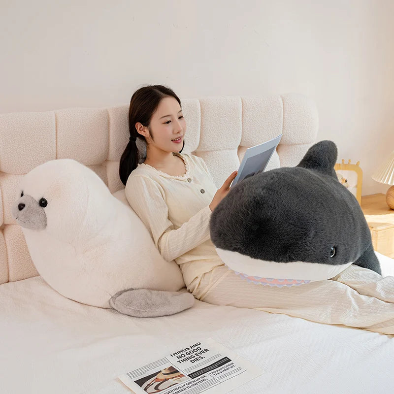 25-105cm Giant Shark Plush Toys Soft Stuffed Baleen Whales Kawaii Ocean Animals Doll Plushies Pillow for Kids Girls Gifts Decor