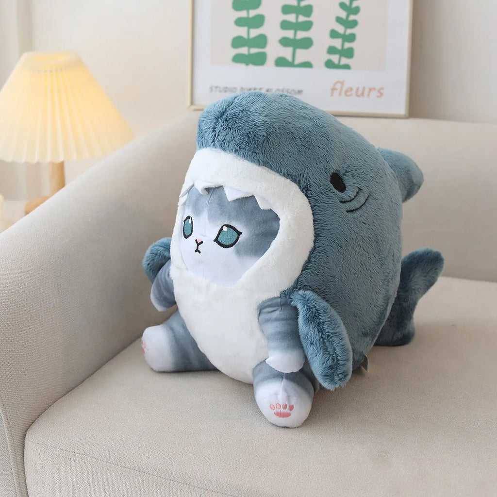 Creative Cartoon Shark Cat Plush Soft Stuffed Animal Doll For Baby Cute Peluche Kids Birthday Christmas Gift