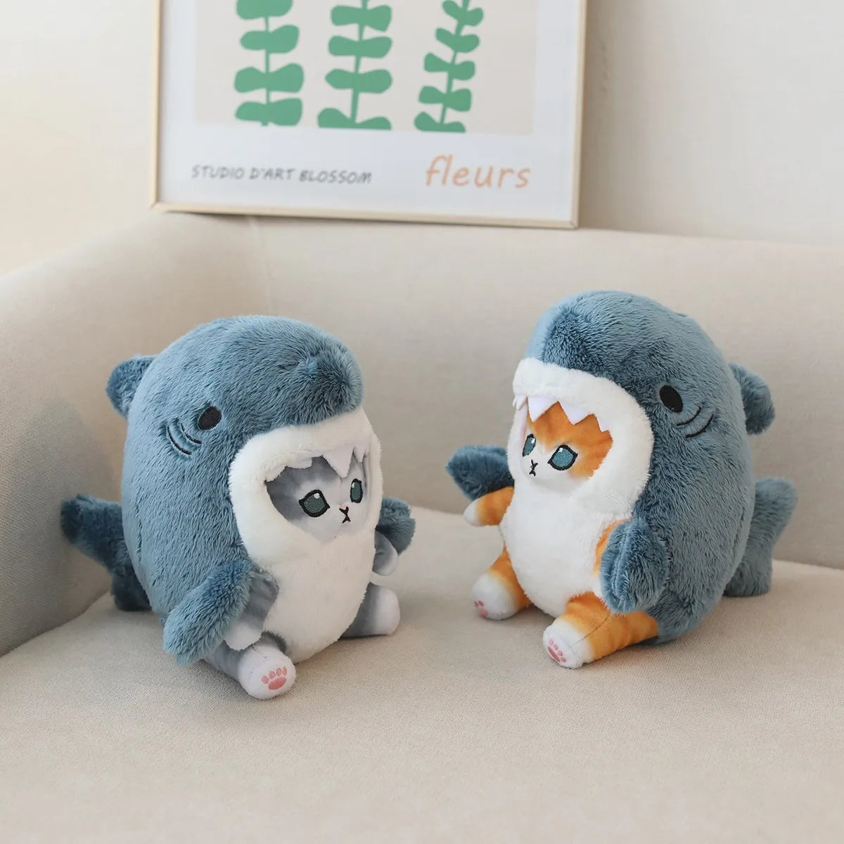 Creative Cartoon Shark Cat Plush Soft Stuffed Animal Doll For Baby Cute Peluche Kids Birthday Christmas Gift