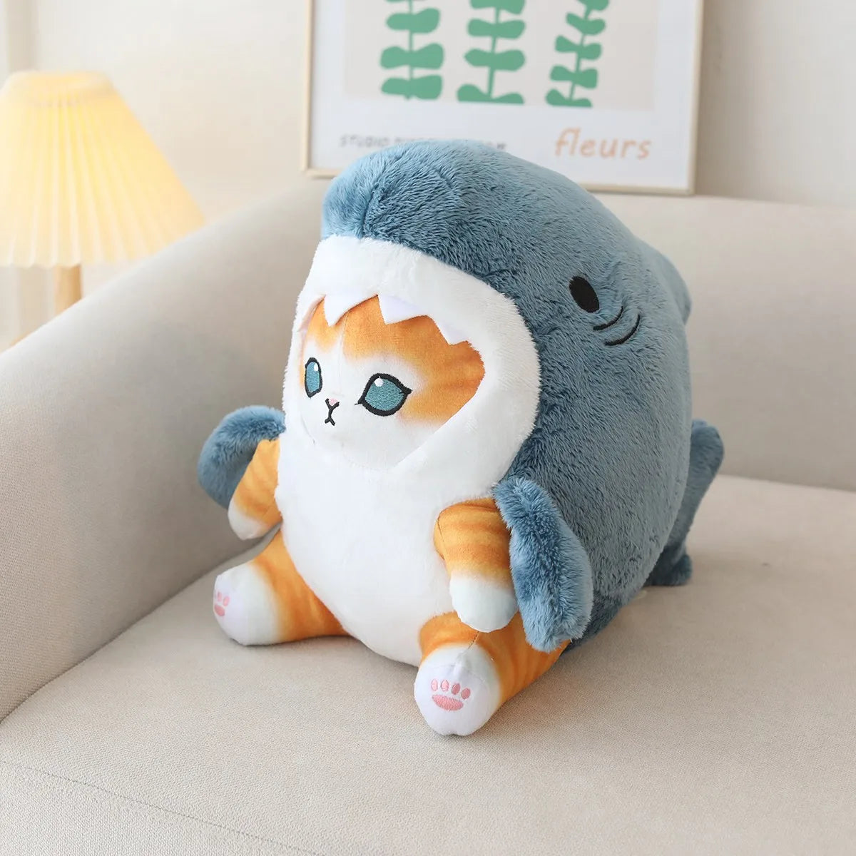 Creative Cartoon Shark Cat Plush Soft Stuffed Animal Doll For Baby Cute Peluche Kids Birthday Christmas Gift