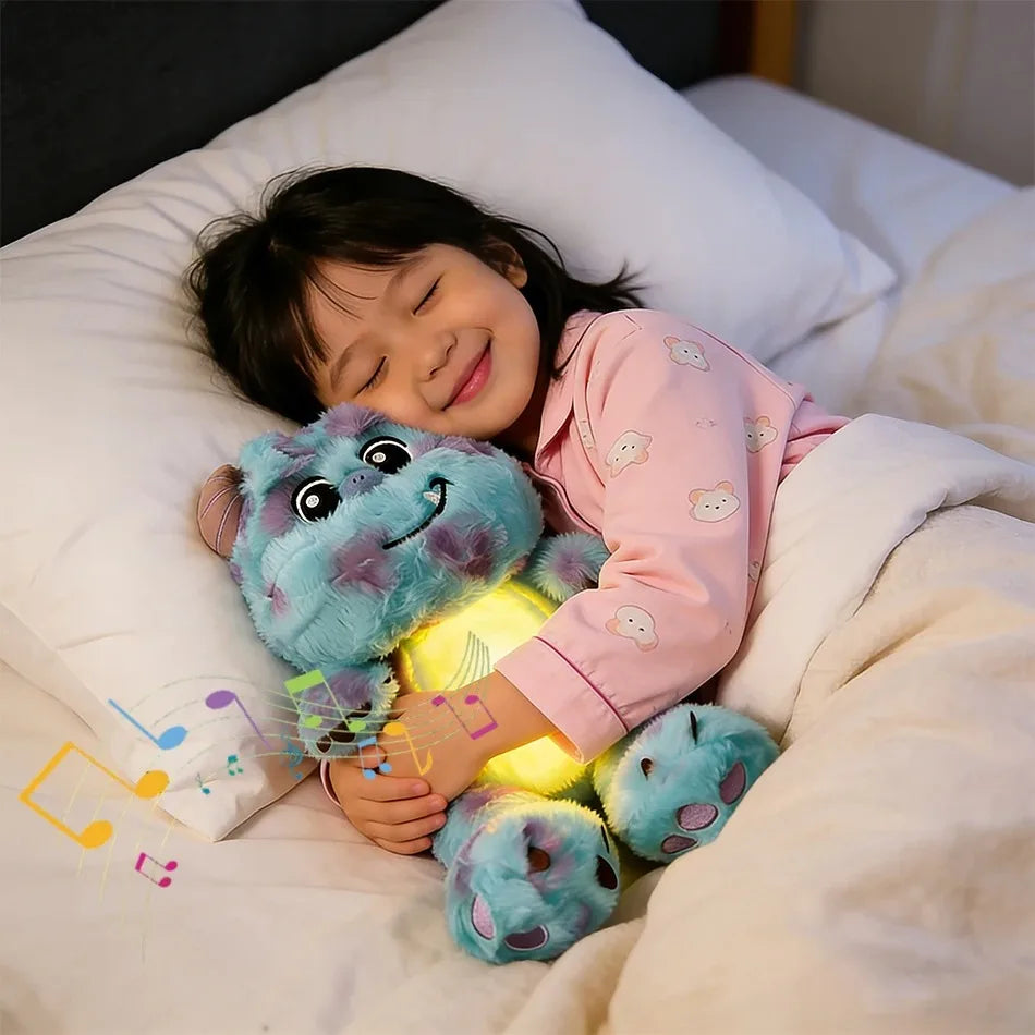 Disney Monster Blue Fury Plush Doll Breath Child Soothes Kawaii Toy Anime Baby Music Light Sleep Toys Kid Gifts Home Decoration