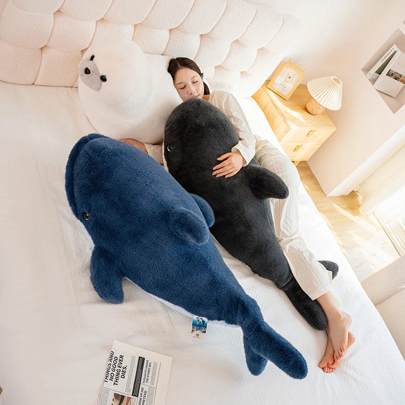 25-105cm Giant Shark Plush Toys Soft Stuffed Baleen Whales Kawaii Ocean Animals Doll Plushies Pillow for Kids Girls Gifts Decor
