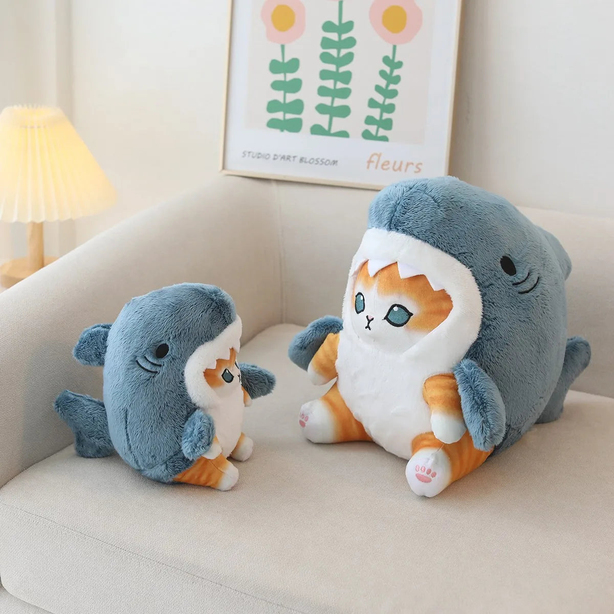 Creative Cartoon Shark Cat Plush Soft Stuffed Animal Doll For Baby Cute Peluche Kids Birthday Christmas Gift