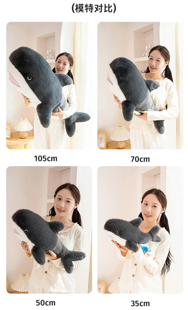 25-105cm Giant Shark Plush Toys Soft Stuffed Baleen Whales Kawaii Ocean Animals Doll Plushies Pillow for Kids Girls Gifts Decor