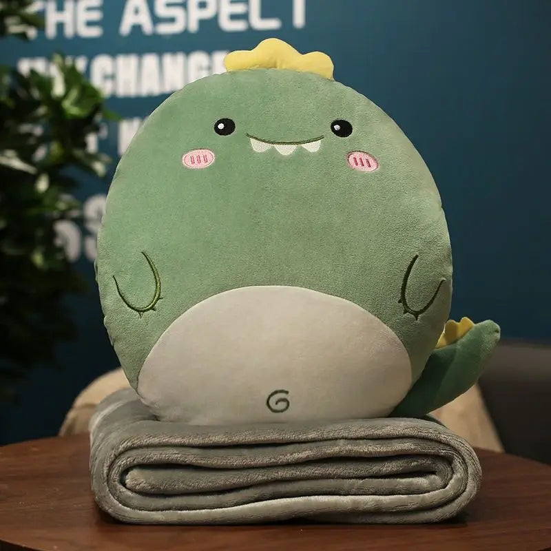 Cartoon Animal Pillow Blanket 3 In1 Stuffed Hand Warmer Bag Cute Cushion Blanket Home Car Travel pillow for children Girl Gift