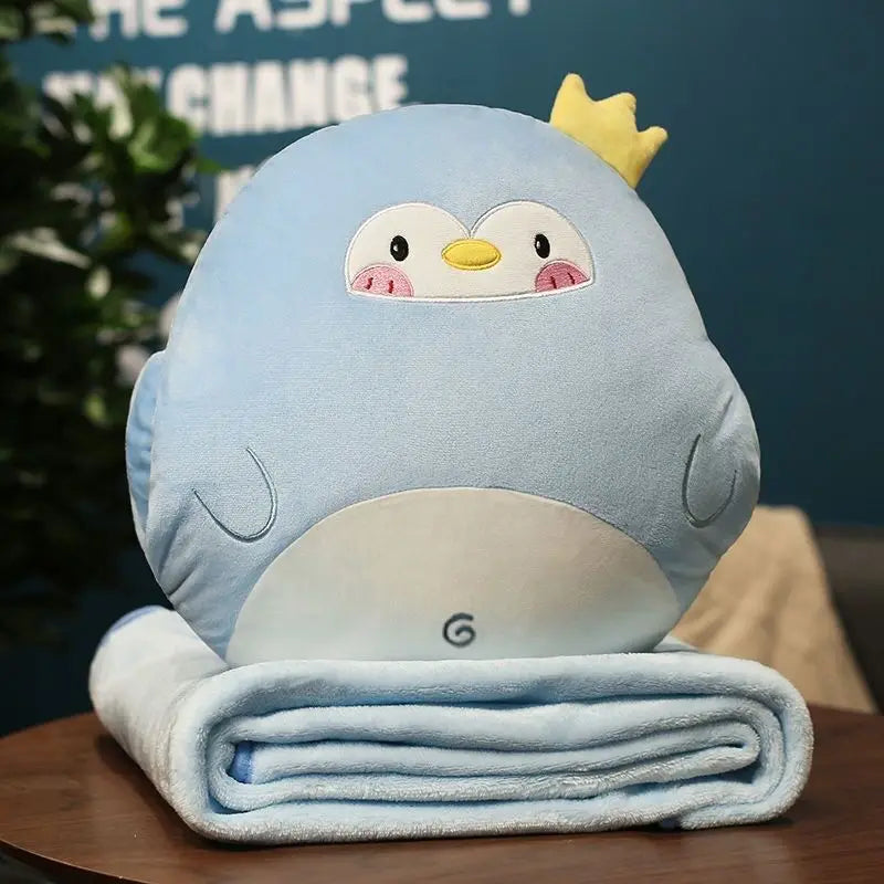 Cartoon Animal Pillow Blanket 3 In1 Stuffed Hand Warmer Bag Cute Cushion Blanket Home Car Travel pillow for children Girl Gift