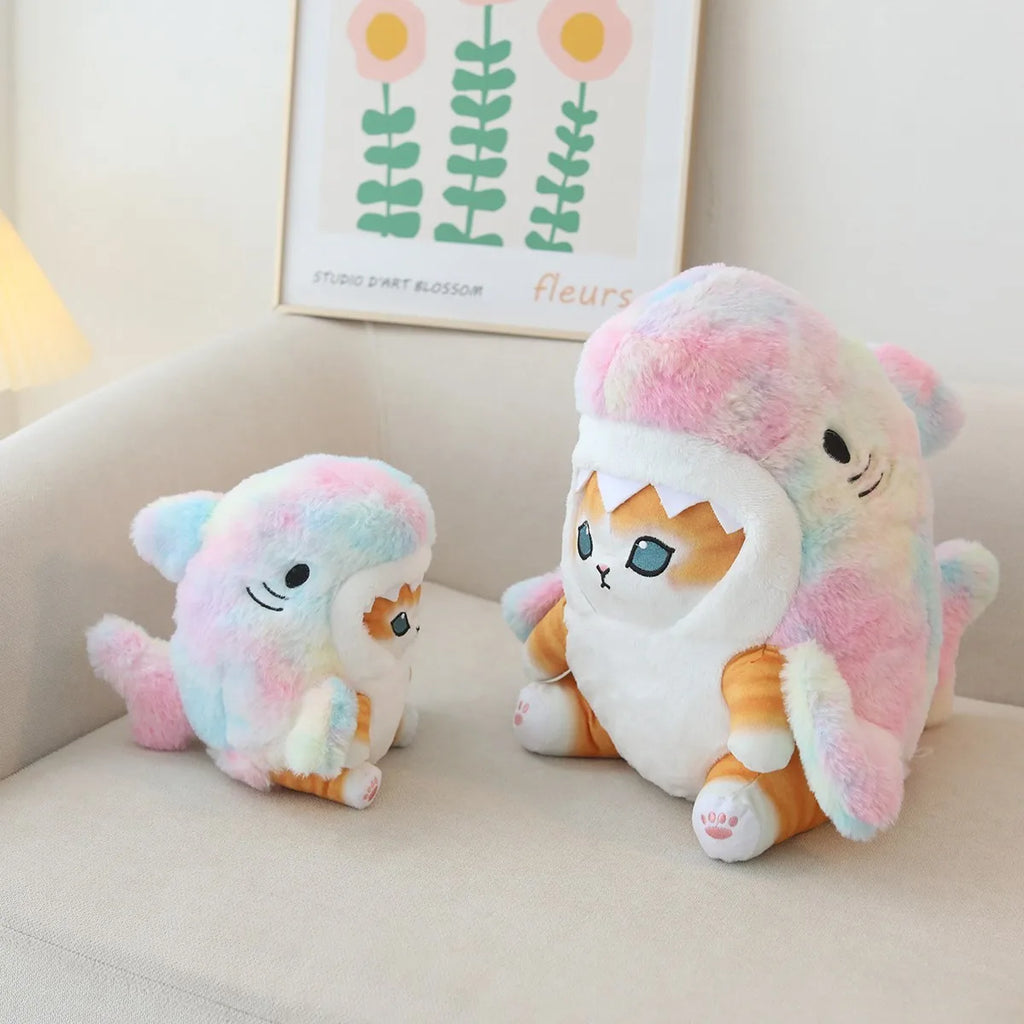 Creative Cartoon Shark Cat Plush Soft Stuffed Animal Doll For Baby Cute Peluche Kids Birthday Christmas Gift