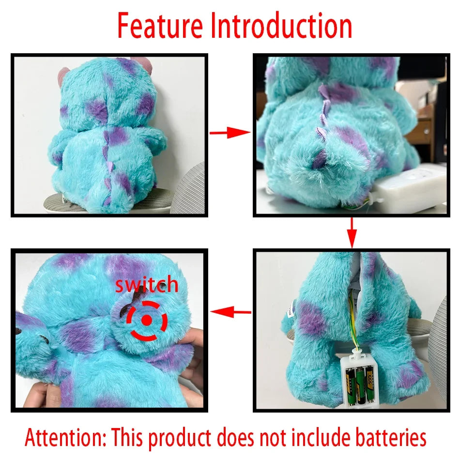 Disney Monster Blue Fury Plush Doll Breath Child Soothes Kawaii Toy Anime Baby Music Light Sleep Toys Kid Gifts Home Decoration